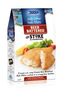 Pack of Sealord Simply Crafted Beer Batter Hoki Fillets with Stoke. Can be found in all leading supermarkets. RRP $11.99